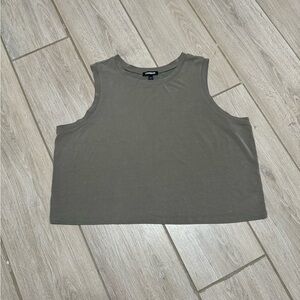 XL, Silky Sueded Jersey Cropped Muscle TankColor: CONCRETE MOSS
